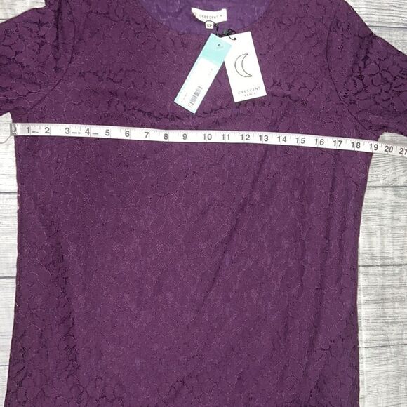 NEW Stitch Fix Crescent Halladay Scalloped Trim Shift Dress Dark Purple sz S SP - Picture 5 of 8